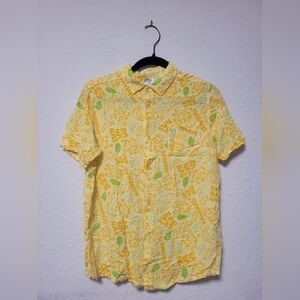 Universal Minions Yellow Shirt with Green Leaf and Banana Print